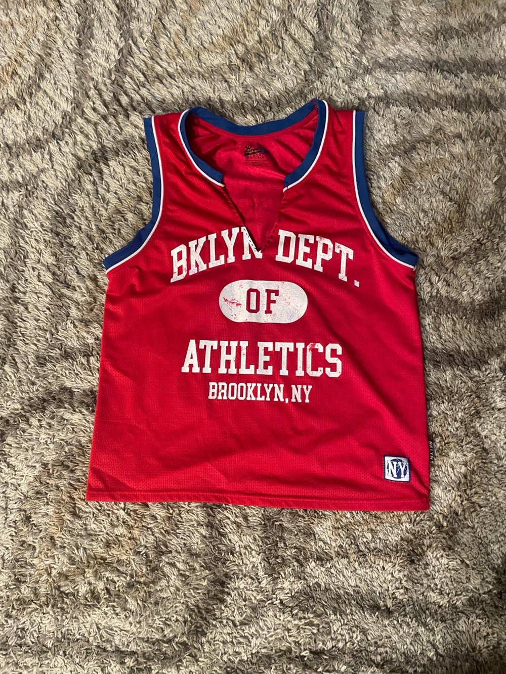 Pro Player Red Basketball Jersey with Blue Trim